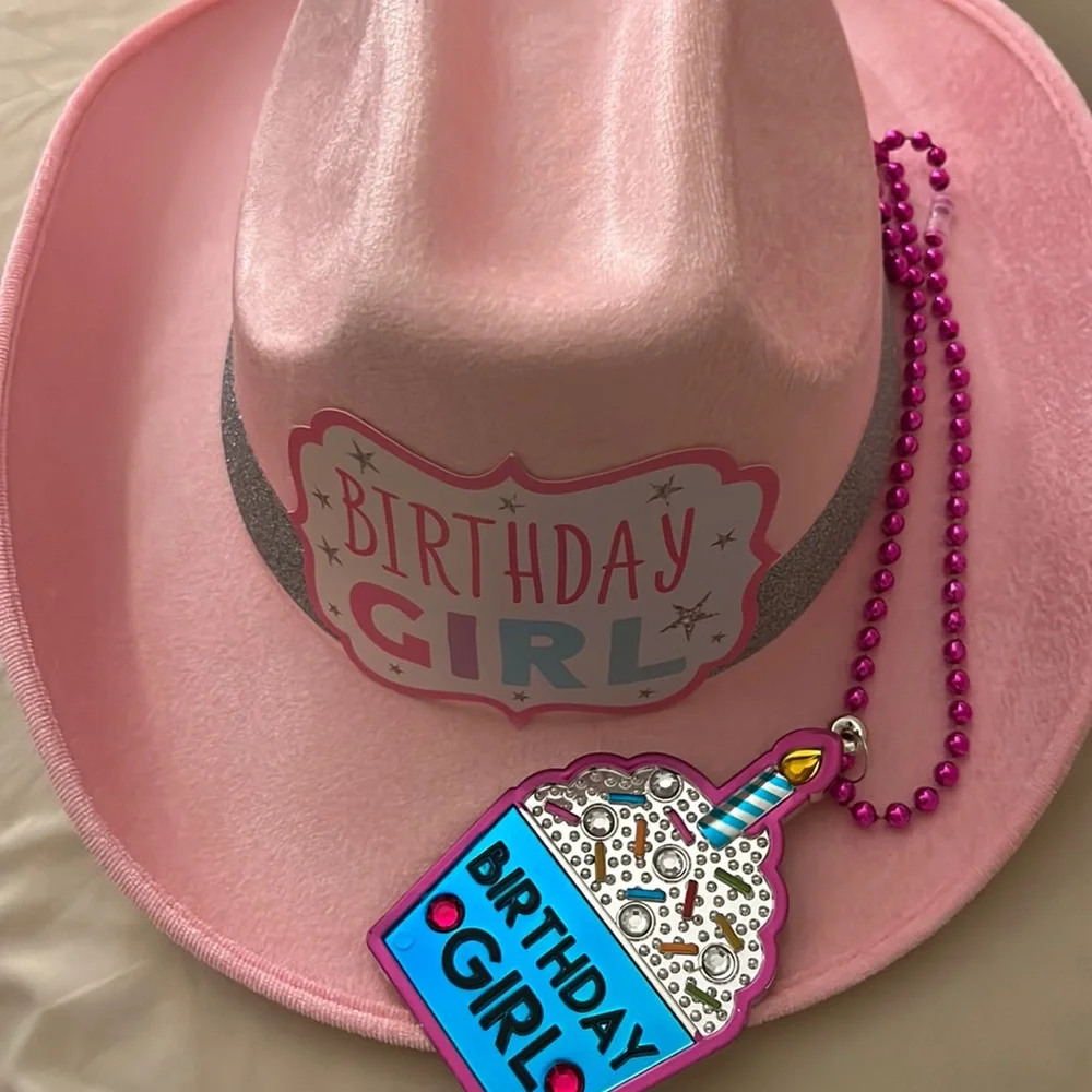 BIRTHDAY GIRL COWBOY HAT AND NECKLACE